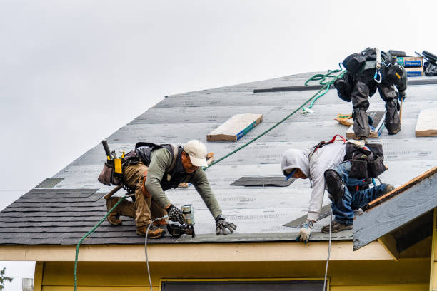 Professional Gutter Installation technician working in Lowell, MI